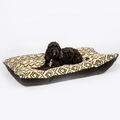 Neutral Geometric Sherpa Fleece Deep Duvet Dog Bed | Danish Design