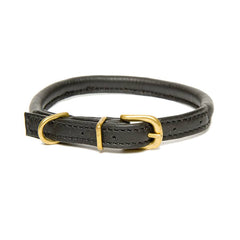 Dogs & Horses Rolled Leather Dog Collar and Lead Set Black