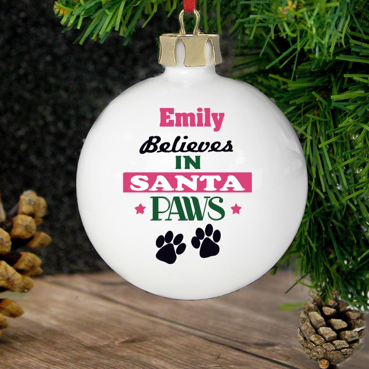 Personalised Santa Paws Dog Bauble | Christmas Gifts For Dog Lovers