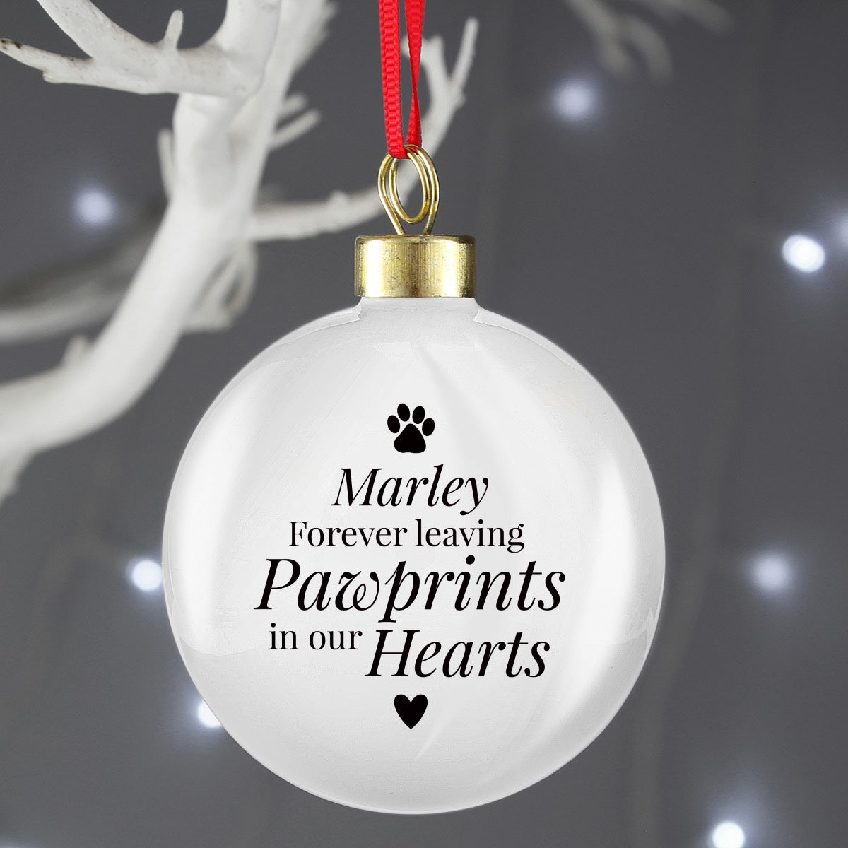 Personalised Pawprints Memorial Bauble |Pet Memorials