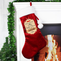 Personalised Special Delivery Red Velvet Christmas Stocking For Dogs