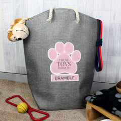 Personalised Pink Paw Print Storage Bag