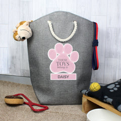 Personalised Pink Paw Print Storage Bag