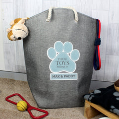 Personalised Blue Paw Print Storage Bag