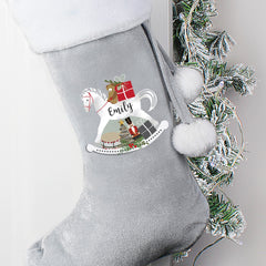 Personalised Rocking Horse Luxury Silver Grey Stocking For Dogs