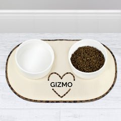 Personalised Love Heart Pet Bowl Placemat