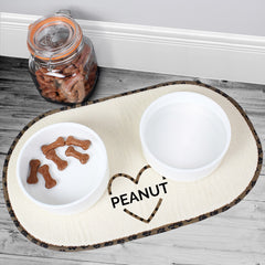 Personalised Love Heart Pet Bowl Placemat