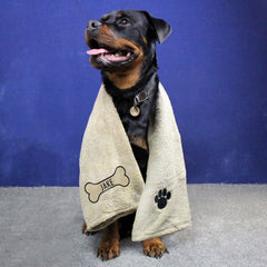 Personalised Bone Brown Microfiber Pet Towel