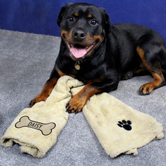 Personalised Bone Brown Microfiber Pet Towel