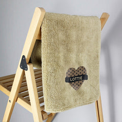 Personalised Heart Brown Microfiber Pet Towel
