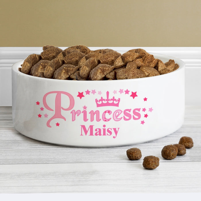 Personalised Princess Medium 14cm White Pet Bowl