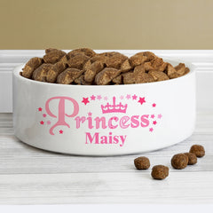 Personalised Princess Medium 14cm White Pet Bowl