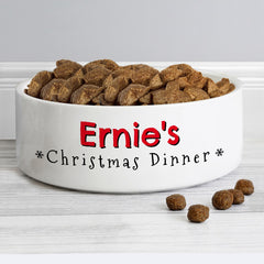 Personalised Christmas Dinner 14cm Medium Pet Bowl | Christmas Gifts For Dogs