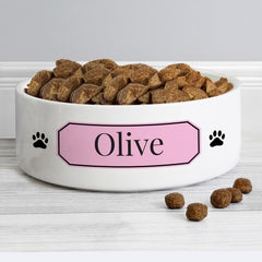 Personalised Pink Plaque 14cm Medium Pet Bowl | Personalised Dog Bowls