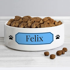Personalised Blue Plaque 14cm Medium Pet Bowl | Personalised Dog Bowls