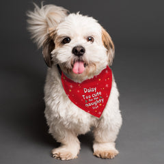Personalised 'Too cute for the naughty list' Dog Bandana | Christmas Bandanas For Dogs