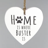 Personalised 'Home is Where' Pet Wooden Heart Decoration