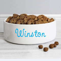 Personalised Blue Name 14cm Medium Ceramic Dog Bowl | Personalised Dog Bowls