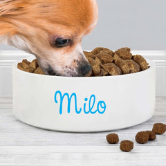 Personalised Blue Name 14cm Medium Ceramic Dog Bowl | Personalised Dog Bowls