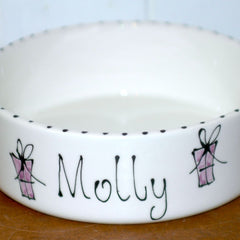 Personalised Ceramic Christmas Presents Dog Bowls