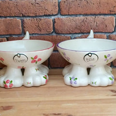 Personalised Ceramic Roses Dog Legs Bowls