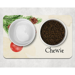 Personalised Christmas Bauble Neoprene Pet Bowl Placemat