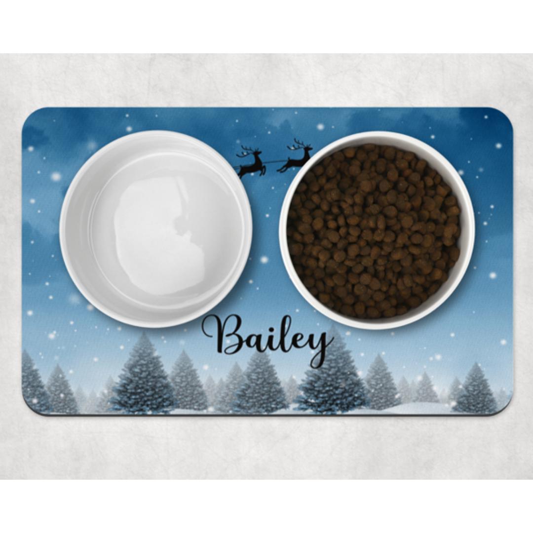Personalised Christmas Night Neoprene Pet Bowl Placemat