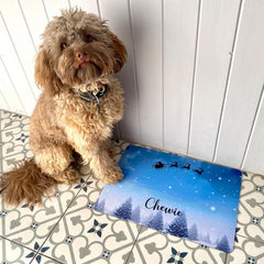 Personalised Christmas Night Neoprene Pet Bowl Placemat