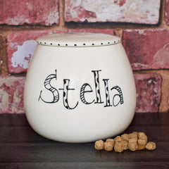 Personalised Dog Treat Jars In Doodle Design