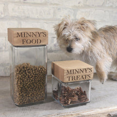 Personalised Glass Dog Treat Jar With Solid Oak Lid | The Oak and Rope Company