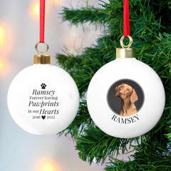 Personalised Paw Print Memorial Pet Photo Upload Bauble
