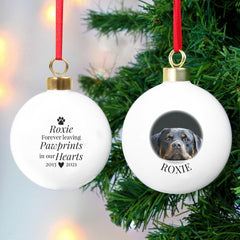 Personalised Paw Print Memorial Pet Photo Upload Bauble