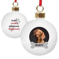 Personalised Pawsome Pet Photo Upload Bauble