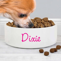 Personalised Pink Name 14cm Medium Ceramic Dog Bowl | Personalised Dog Bowls