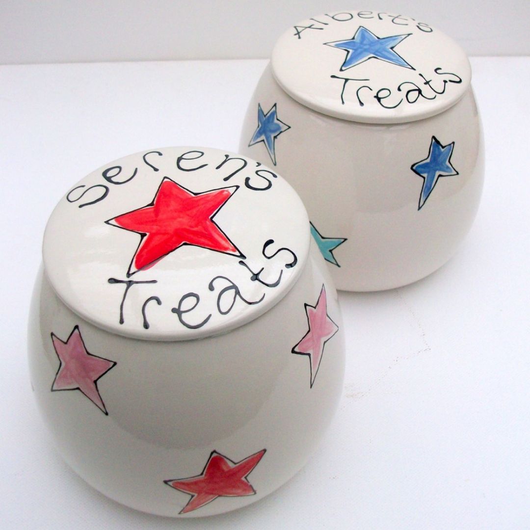 Personalised Stars Ceramic Dog Treat Jar