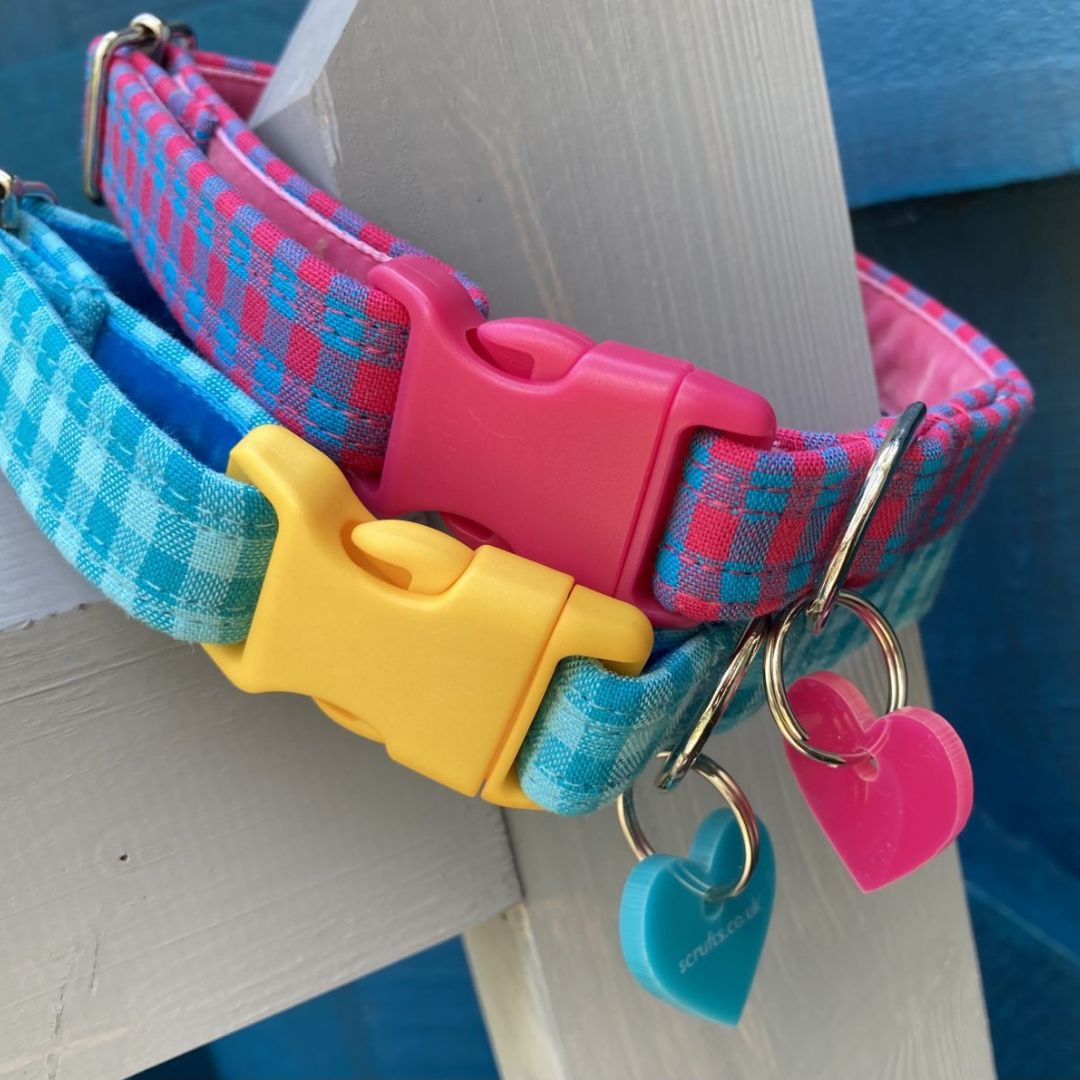 Picnic Checked Dog Collar with Velvet Lining | Scrufts Handmade Dog Collars UK