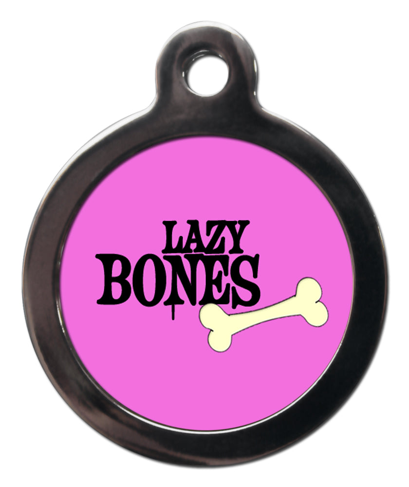 Pink Lazy Bones Dog ID Tag