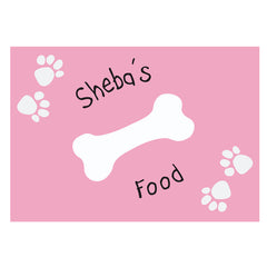 Pink Paw Print Bone Personalised Placemat for Dogs