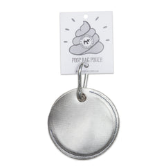 Silver Circle Leather Poo Bag Pouch