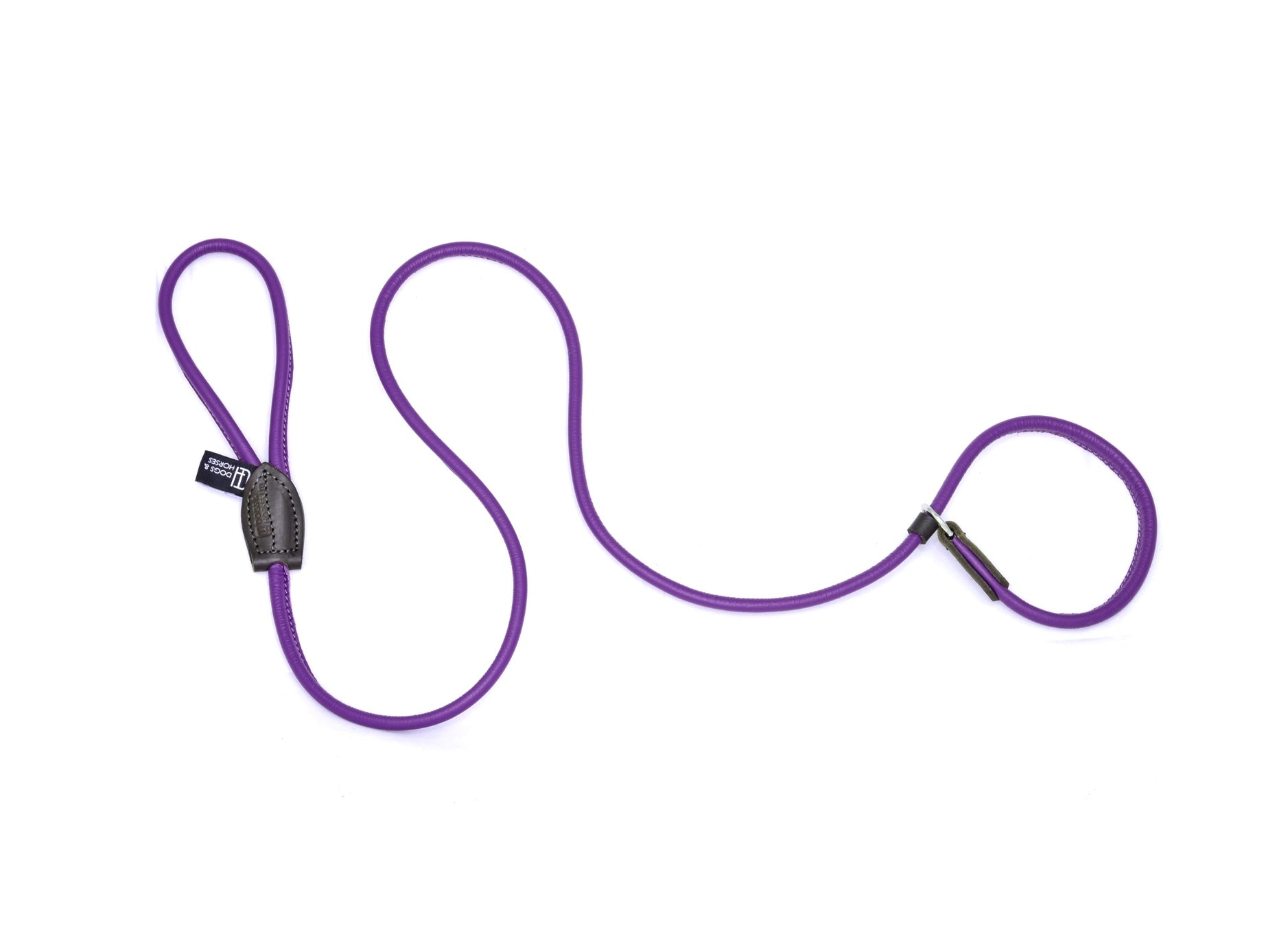 Dogs & Horses Rolled Leather Slip Lead Purple