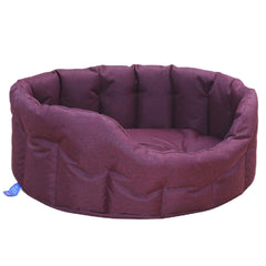 Red Wine Country Heavy Duty Waterproof Oval Drop Front Dog Beds by P&L | Made in the UK