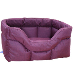 Red Wine Country Heavy Duty Waterproof Rectangular Drop Front Dog Beds by P&L | Made in the UK