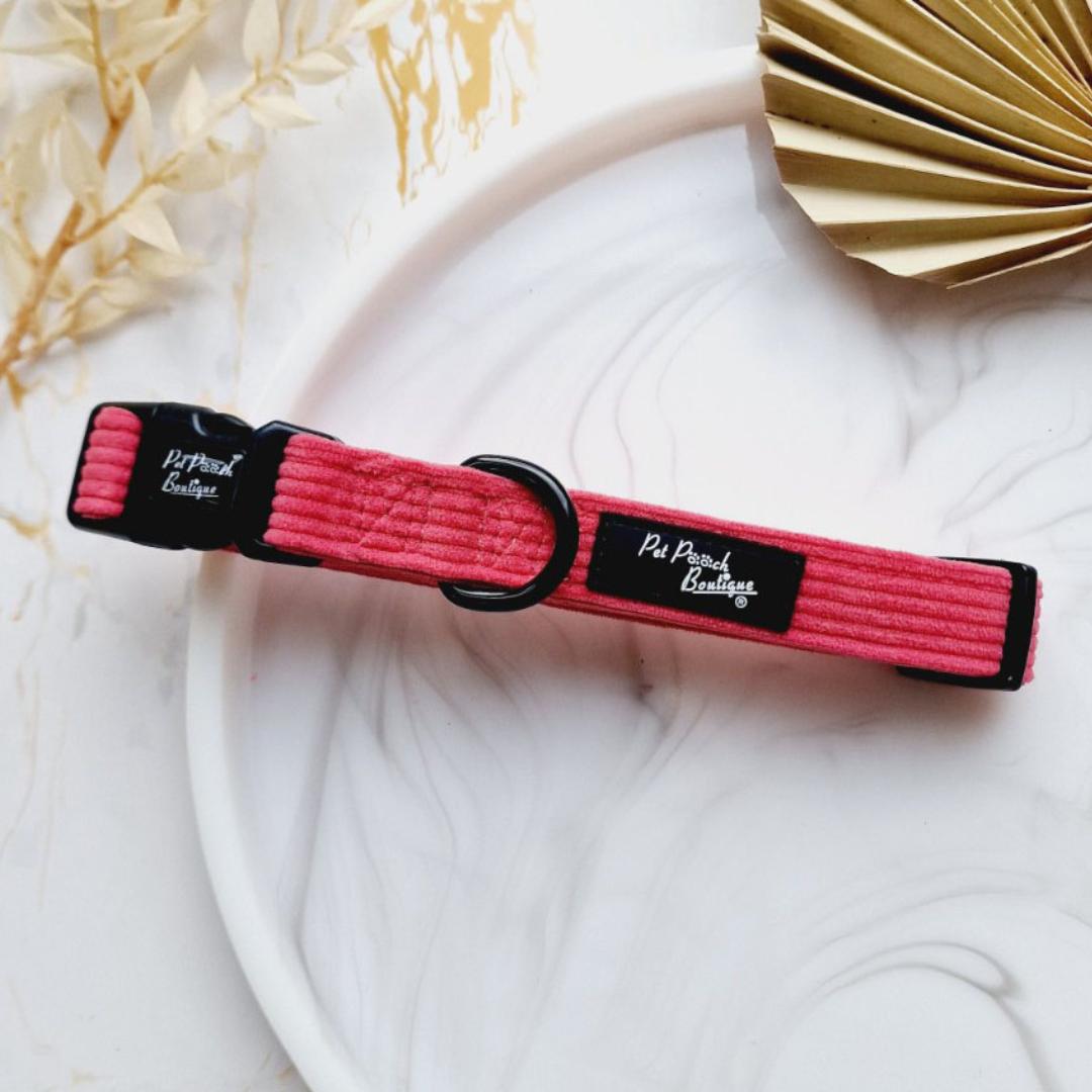 Rose Pink Cord Dog Collar | Pet Pooch Boutique
