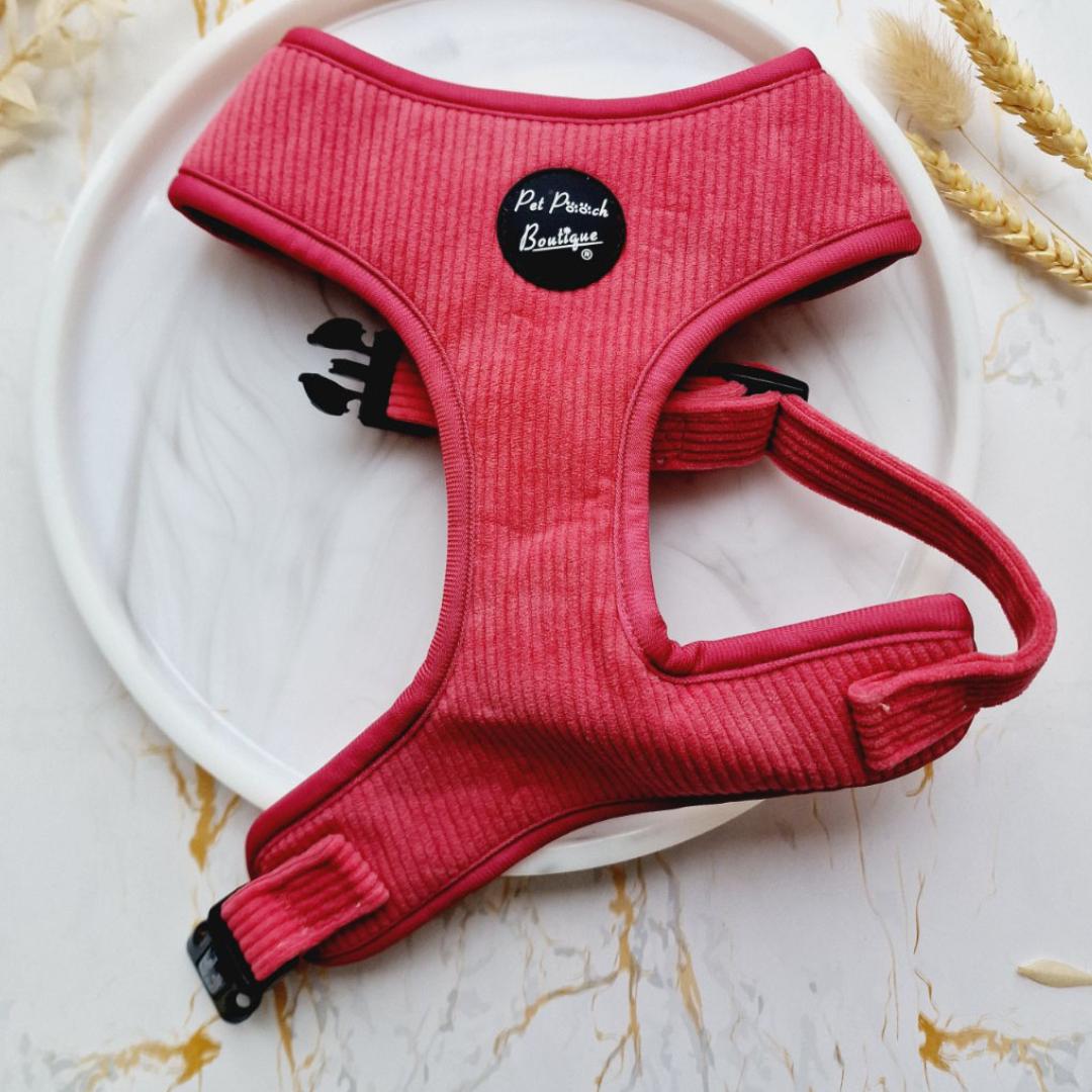 Rose Pink Cord Dog Harness | Pet Pooch Boutique