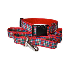Royal Stewart Tartan Red Designer Dog Collar and Lead Set Scrufts