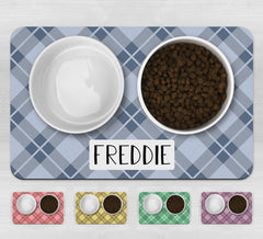 Personalised Tartan Neoprene Pet Bowl Placemat