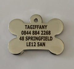 Chunky Chrome Small Bone Designer Dog Tag