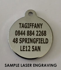 sample laser engraving silver dog id tags