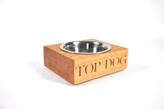 Personalised Solid Oak Single Dog Bowl | The Oak and Rope Company