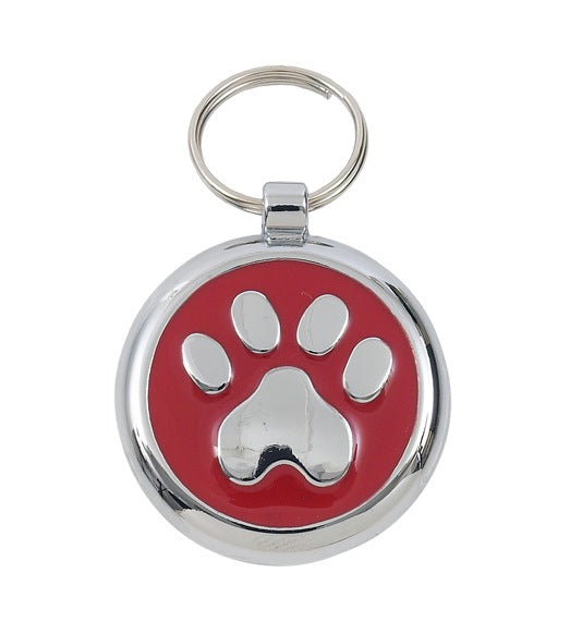 Luxury Red Paw Print Small 20mm Designer Dog Tag